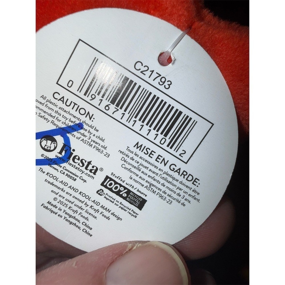Fiesta‎ Toys Kool-Aid Man Plush Stuffed Toy Red Small Hang Tag Licensed official - Picture 6 of 9